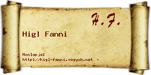 Higl Fanni névjegykártya